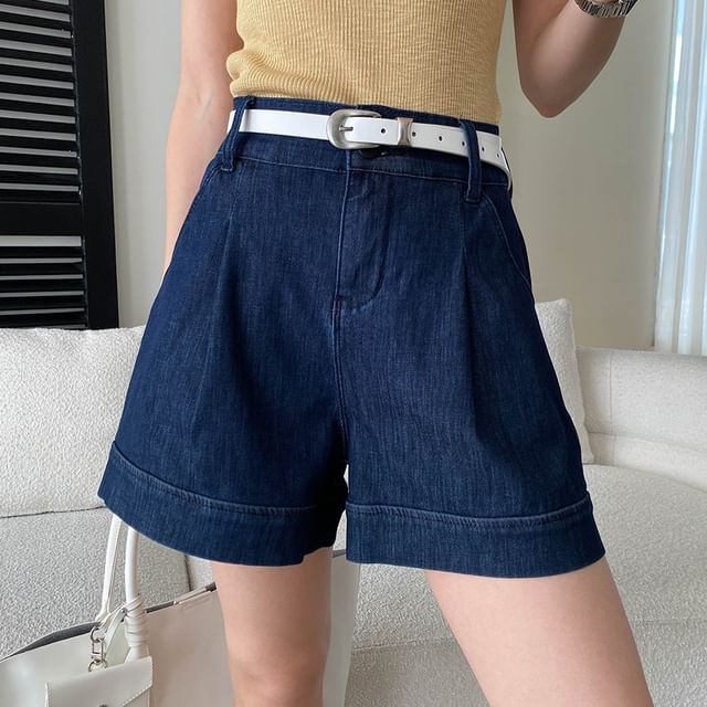 Asiris-Mid Waist Wide Leg Denim Shorts