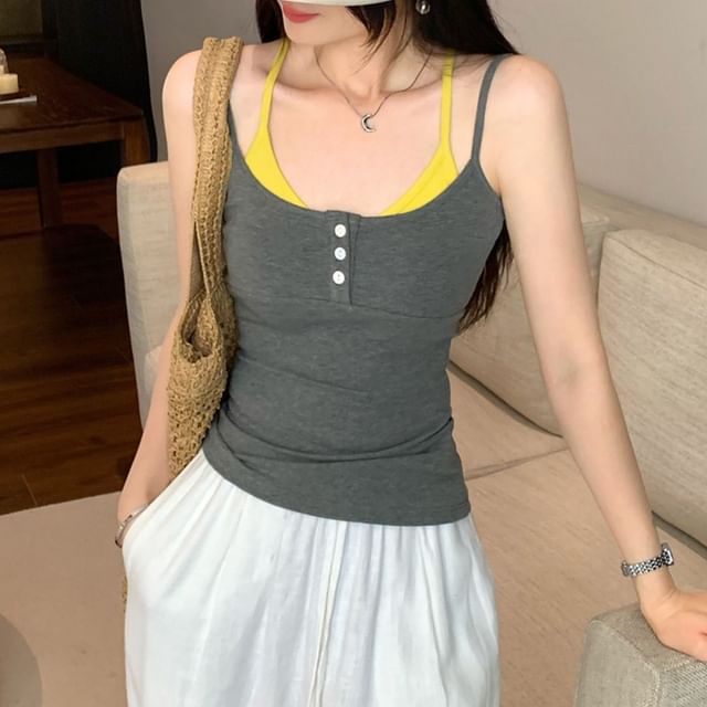 Asiris-Mock Two-Piece Two Tone Crop Camisole Top