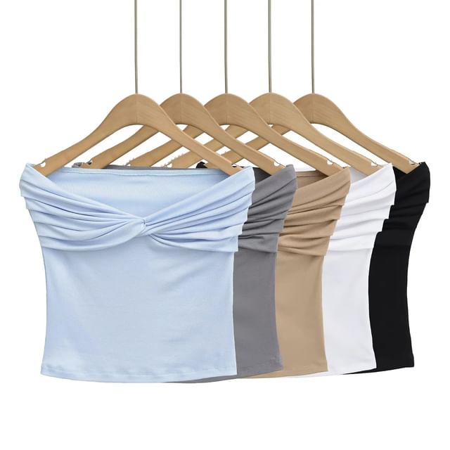 Asiris-Off-Shoulder Plain Knotted Top