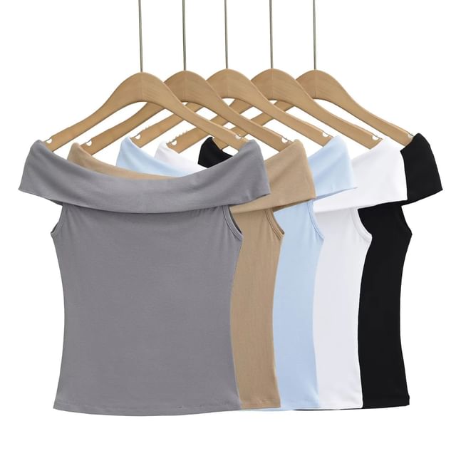 Asiris-Off-Shoulder Plain Top