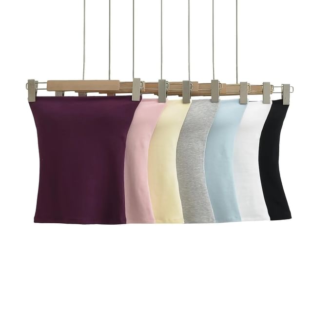 Asiris-Plain Padded Crop Tube Top