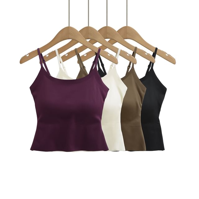 Asiris-Scoop Neck Plain Camisole Top