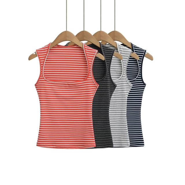 Asiris-Scoop Neck Striped Tank Top