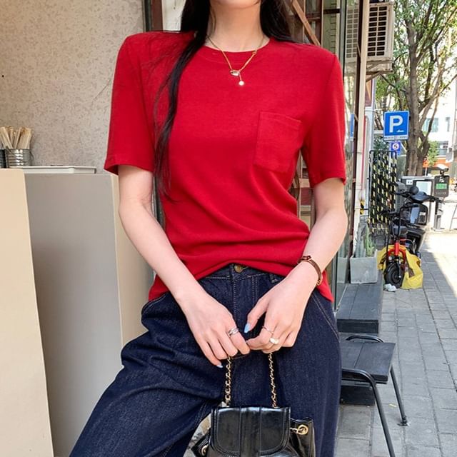 Asiris-Short-Sleeve Crew Neck Plain T-Shirt