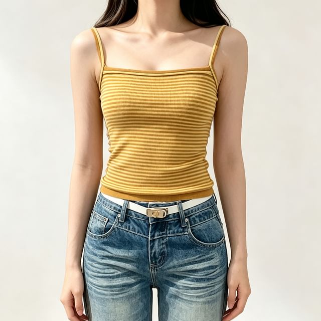 Asiris-Spaghetti Strap Striped Camisole Top