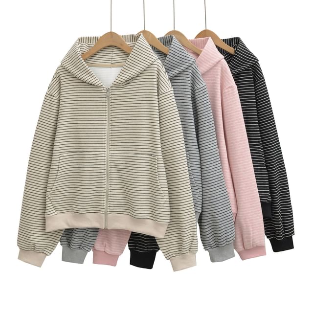 Asiris-Striped Zip-Up Hoodie