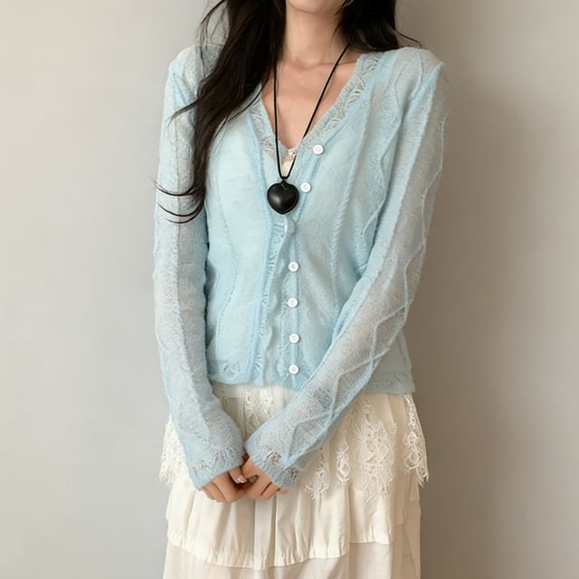 Asiris-V-Neck Plain Cardigan