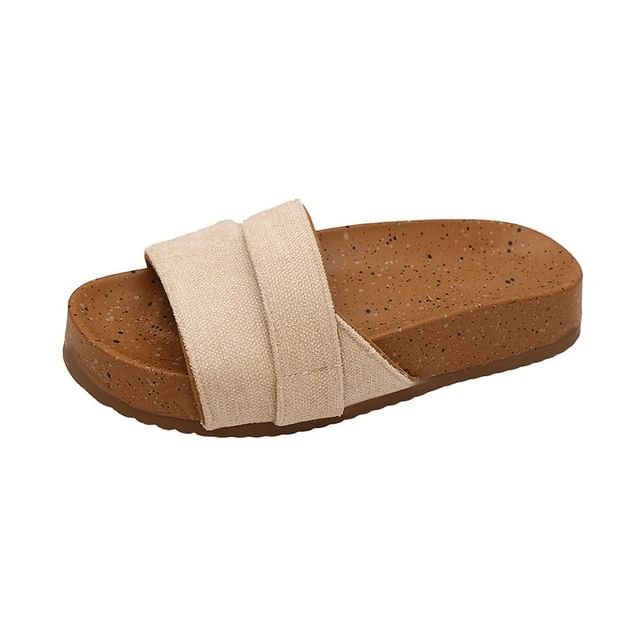 Asterisk-Canvas Strap Slide Sandals
