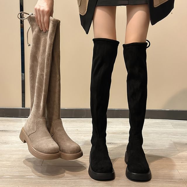 Asterisk-Chunky Heel Over-the-Knee Boots