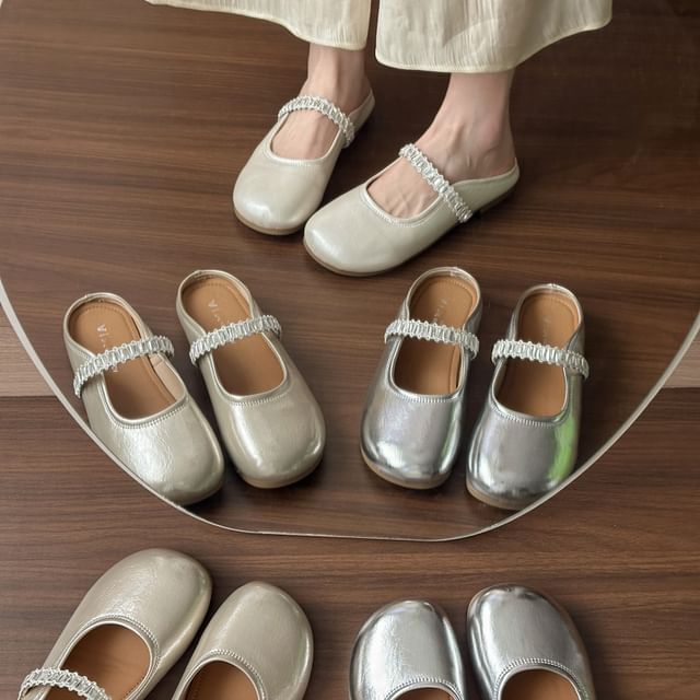 Asterisk-Faux Leather Mary Jane Mules