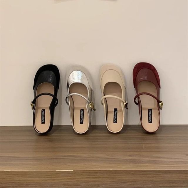 Asterisk-Faux Leather Mary Jane Mules