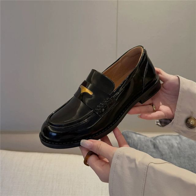 Asterisk-Faux Leather Penny Loafers
