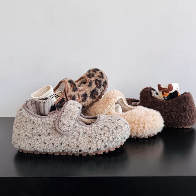 Asterisk-Fleece Platform Mary Jane Shoes