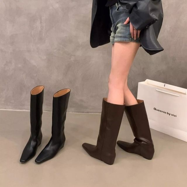 Asterisk-Hidden Wedge Tall Boots