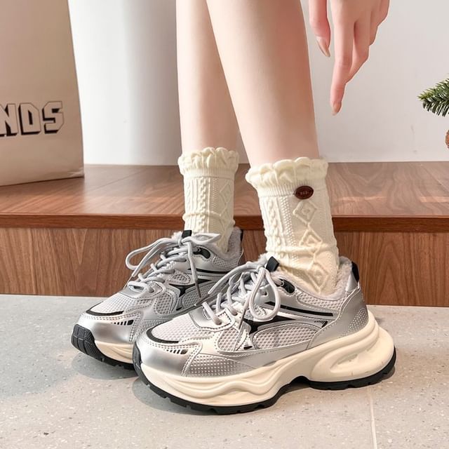 Asterisk-Mesh Platform Sneakers