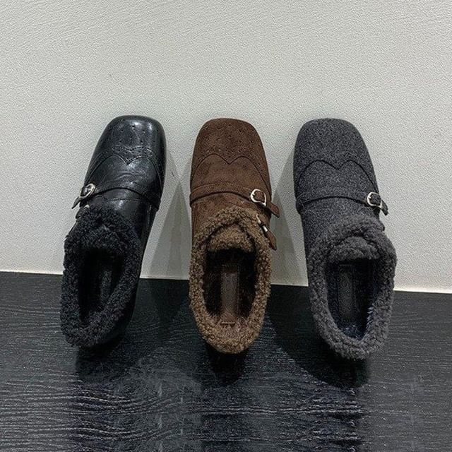 Asterisk-Plain Brogue Buckled Loafers