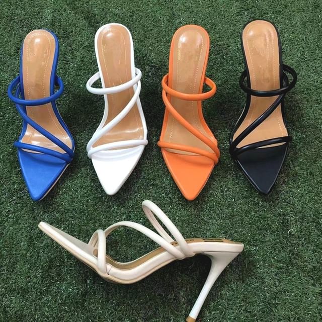 Asterisk-Pointy Stiletto Heel Slide Sandals