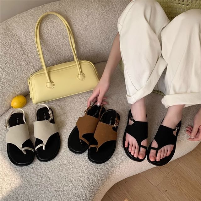 Asterisk-Toe Loop Flat Slingback Sandals
