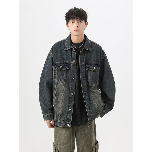 Ateso-Collared Button Denim Jacket