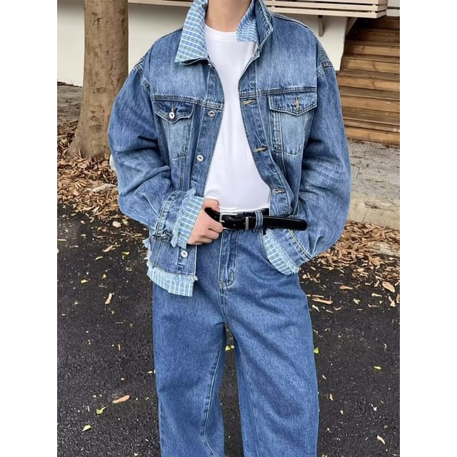 Ateso-Collared Button-Up Denim Jacket