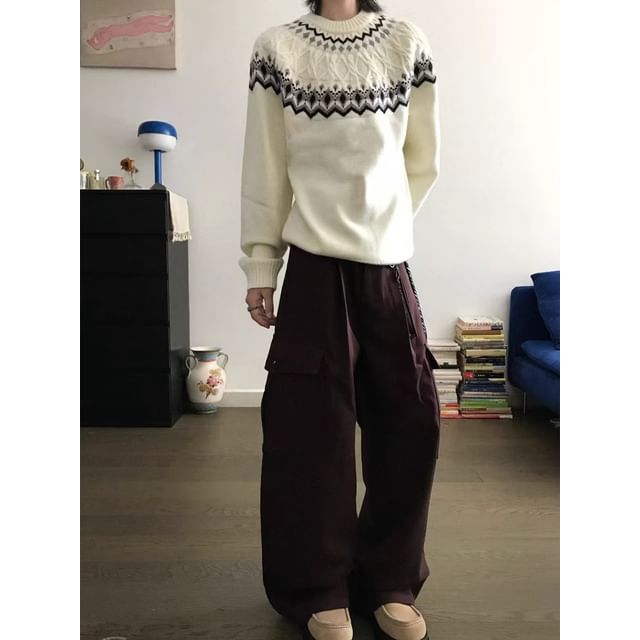 Ateso-Crewneck Jacquard Sweater