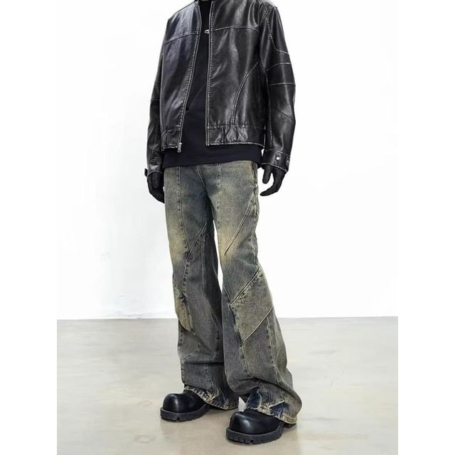 Ateso-High Waist Washed Flared Jeans