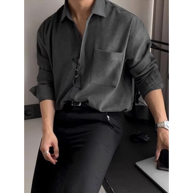 Ateso-Long-Sleeve Plain Shirt