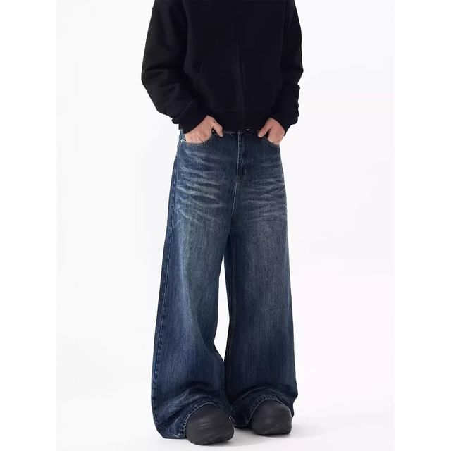 Ateso-Low Rise Washed Baggy Jeans