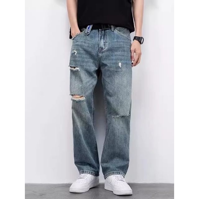 Ateso-Low Rise Washed Loose Fit Jeans