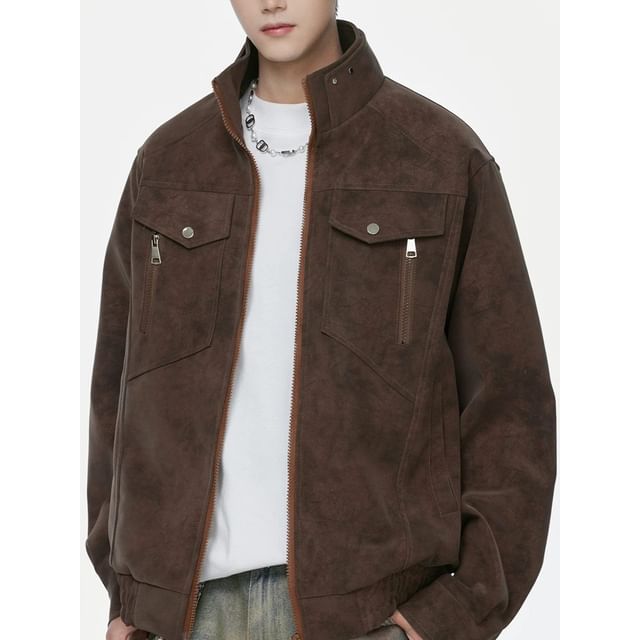 Ateso-Stand Collar Tie Dye Zip-Up Jacket