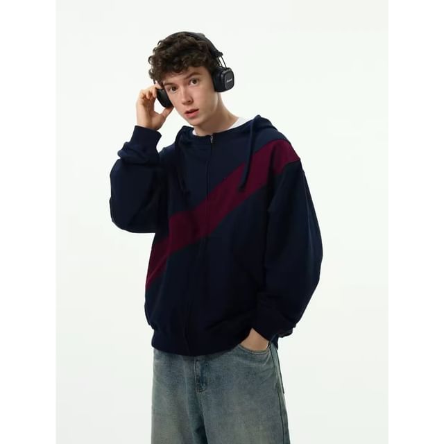Ateso-Two Tone Zip-Up Hoodie