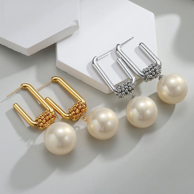 Aucucci-Faux Pearl Drop Earring