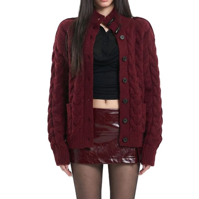 AXEN-Button-Up Plain Cardigan