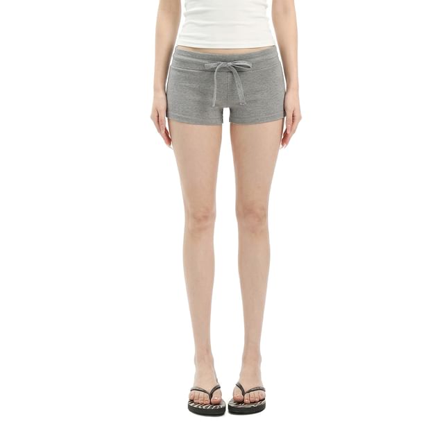 AXEN-Drawstring Waist Plain Shorts