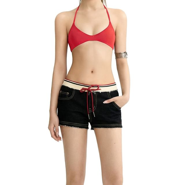 AXEN-Halter Neck Plain Bra Top