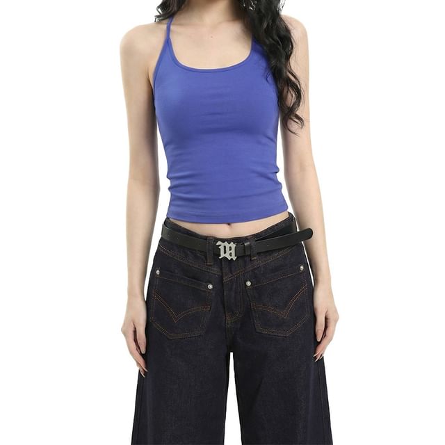 AXEN-Plain Racerback Camisole Top
