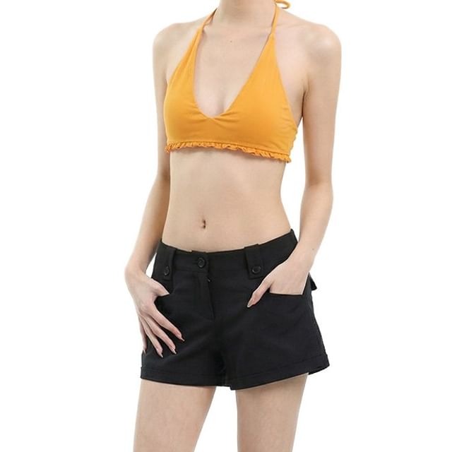 AXEN-V-Neck Plain Bra Top