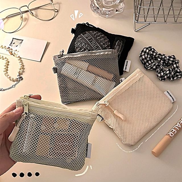 Baburu-Plain Mesh Makeup Pouch