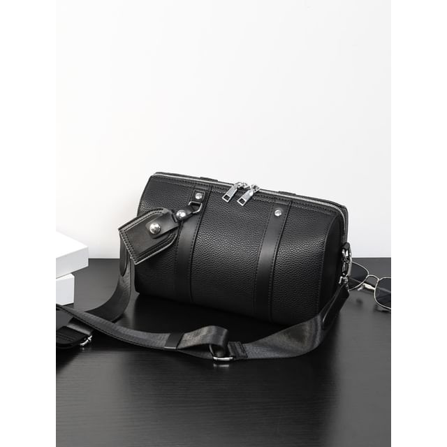BagBuzz-Faux Leather Plain Crossbody Bag