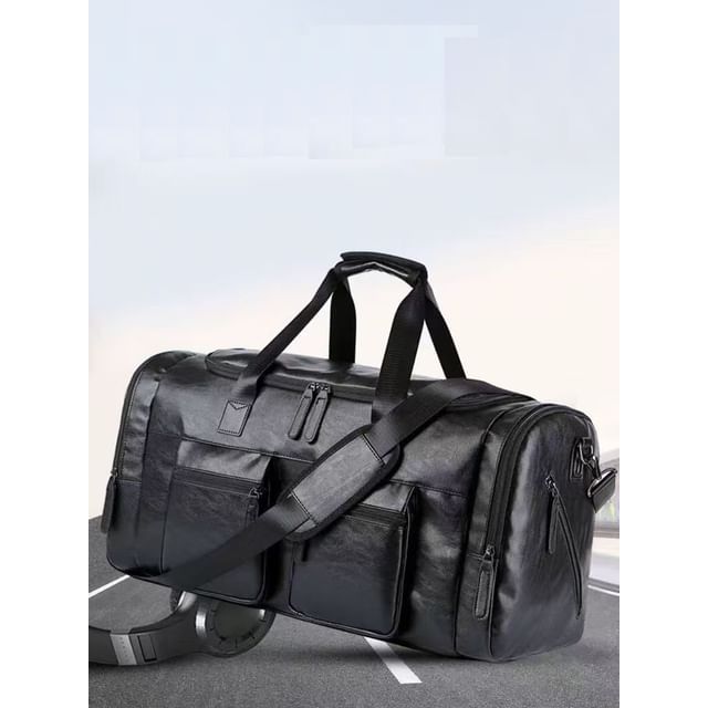 BagBuzz-Faux Leather Plain Gym Bag