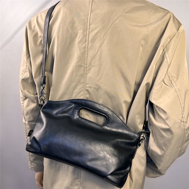 BagBuzz-Faux Leather Top Handle Crossbody Bag