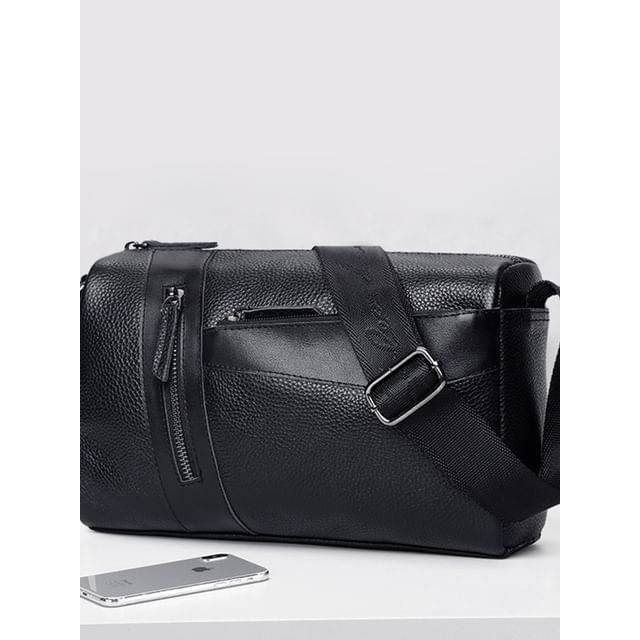 BagBuzz-Genuine Leather Grained Crossbody Bag