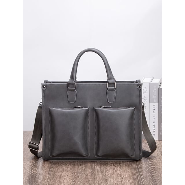BagBuzz-Structured Faux Leather Shoulder Bag