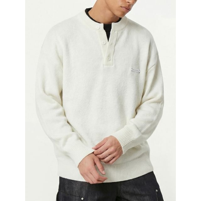 Banash-Mock Two-Piece Henley Sweater