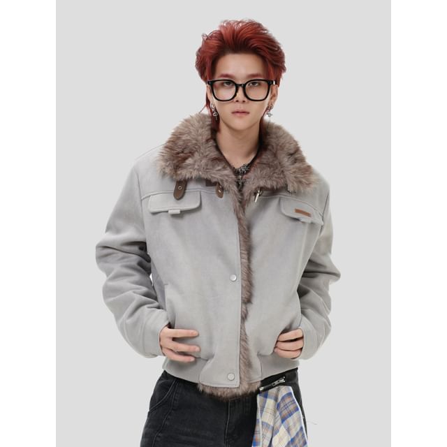 Banash-Stand Collar Plain Zip Jacket
