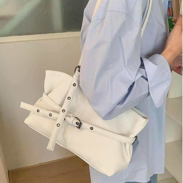 Basaran-Belt Faux Leather Tote Bag