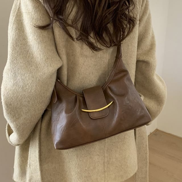 Basaran-Buckled Faux Leather Crossbody Bag