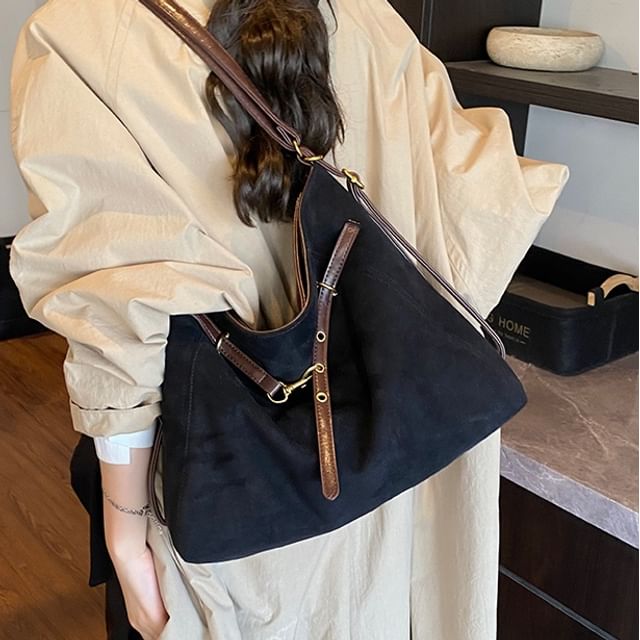 Basaran-Buckled Faux Suede Backpack