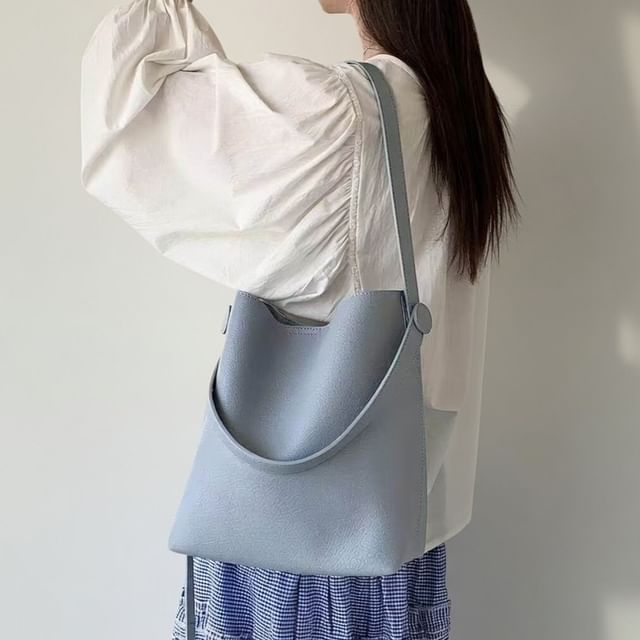 Basaran-Faux Leather Bucket Bag