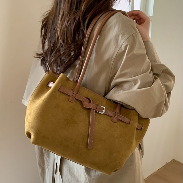Basaran-Faux Leather Buckled Shoulder Bag